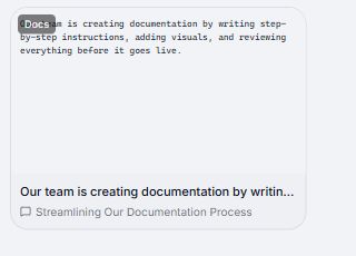 A generated document card with its source-conversation link