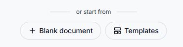 Close-up of Blank document and Templates buttons